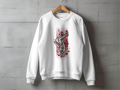 Dynamic Falling Character Heart Design Sweater - Design & Vybe