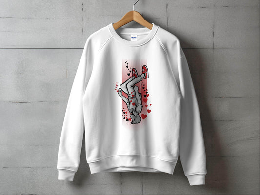 Dynamic Falling Character Heart Design Sweater - Design & Vybe