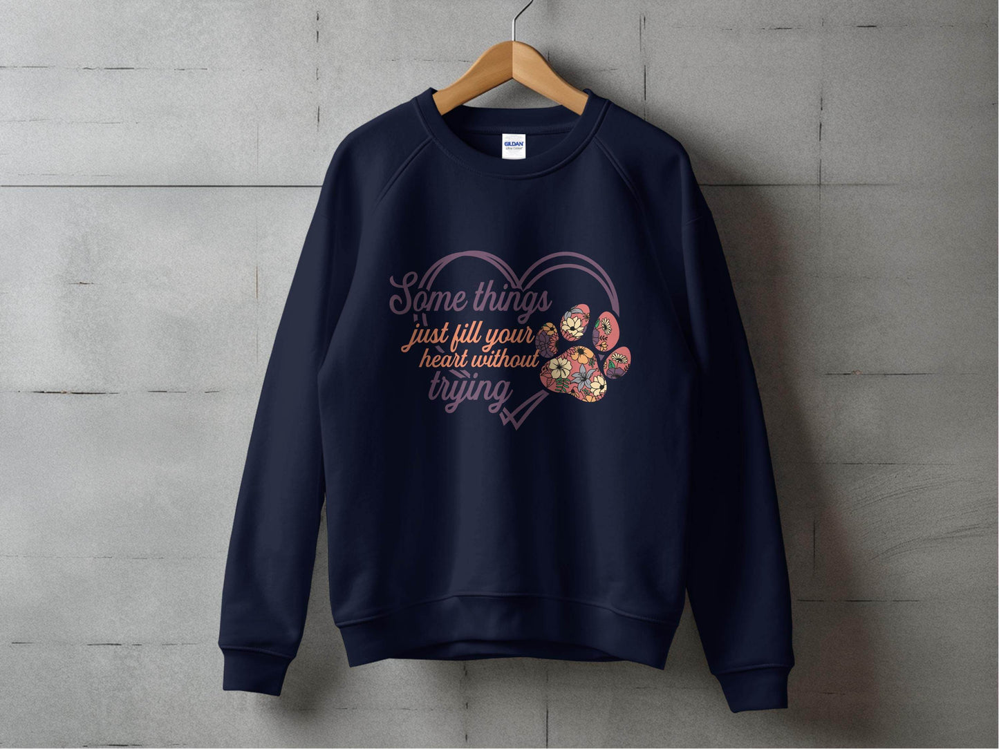 Some Things Fill Heart Without Trying Floral Paw Print Sweater - Design & Vybe