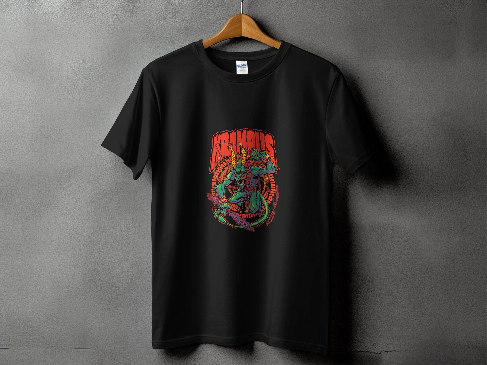 Krampus Demon and Chains Illustration Graphic T-Shirt - Design & Vybe