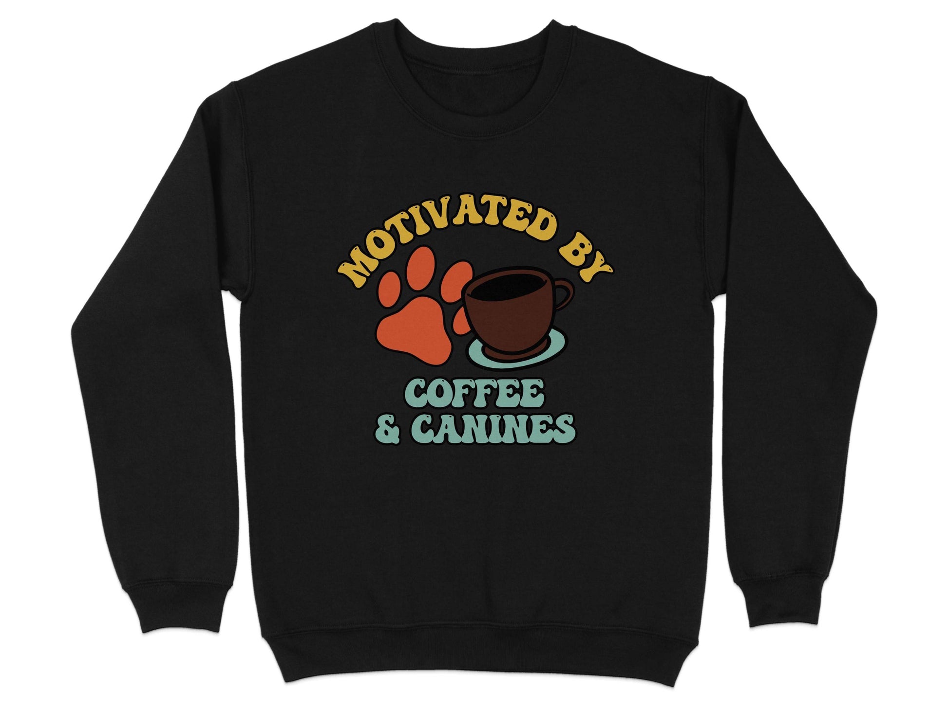Motivated By Coffee Canines Graphic Art Novelty Sweater - Design & Vybe