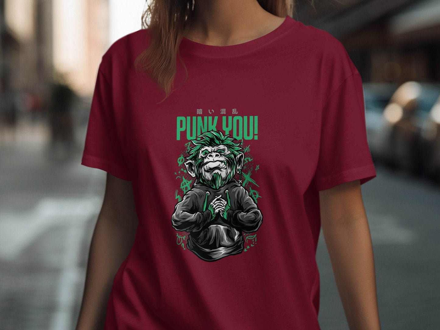 Punk You Green Hair Ape Graphic Style Unisex T-Shirt - Design & Vybe