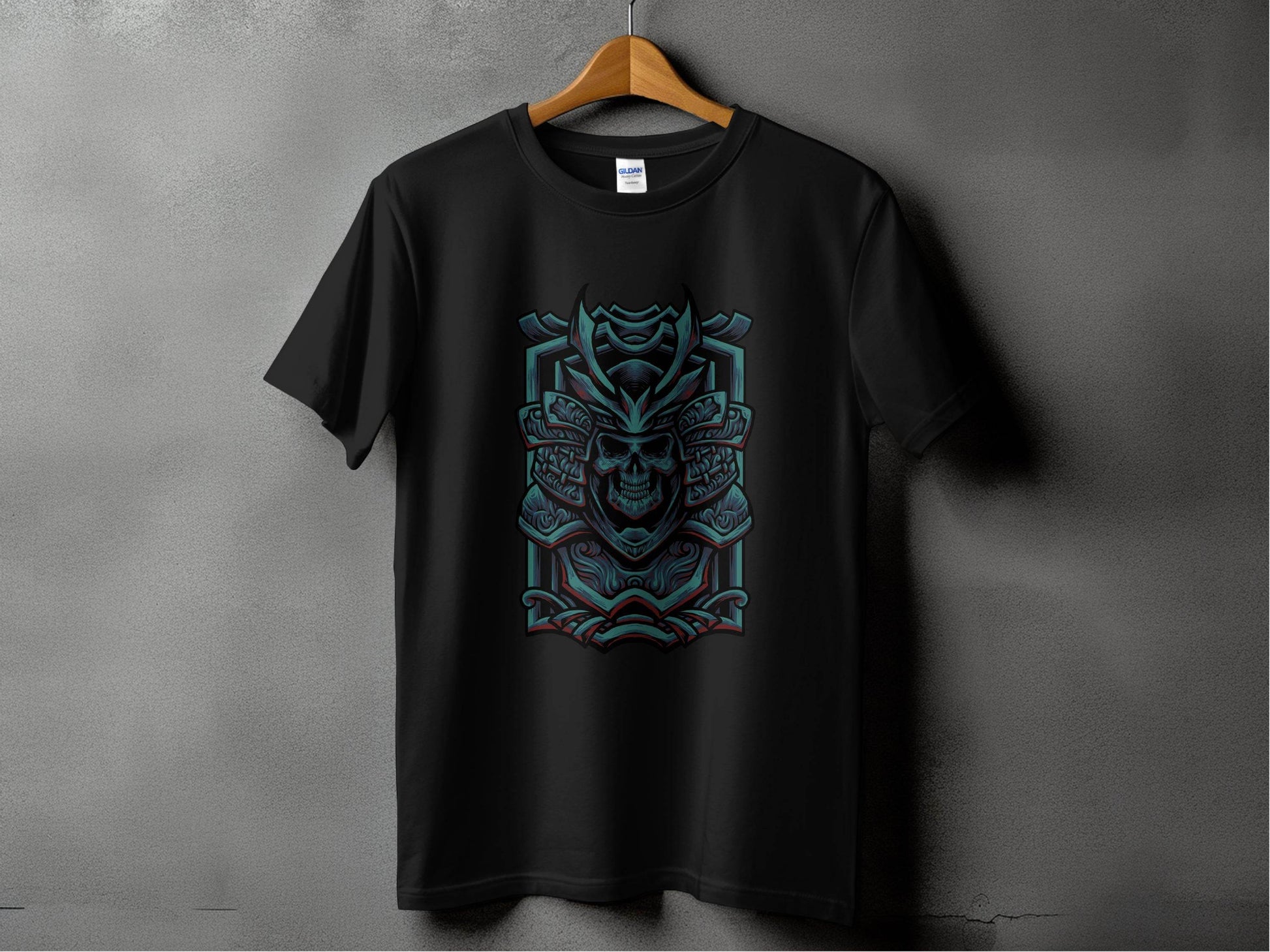 Menacing Samurai Skull Design Graphic T-Shirt - Design & Vybe