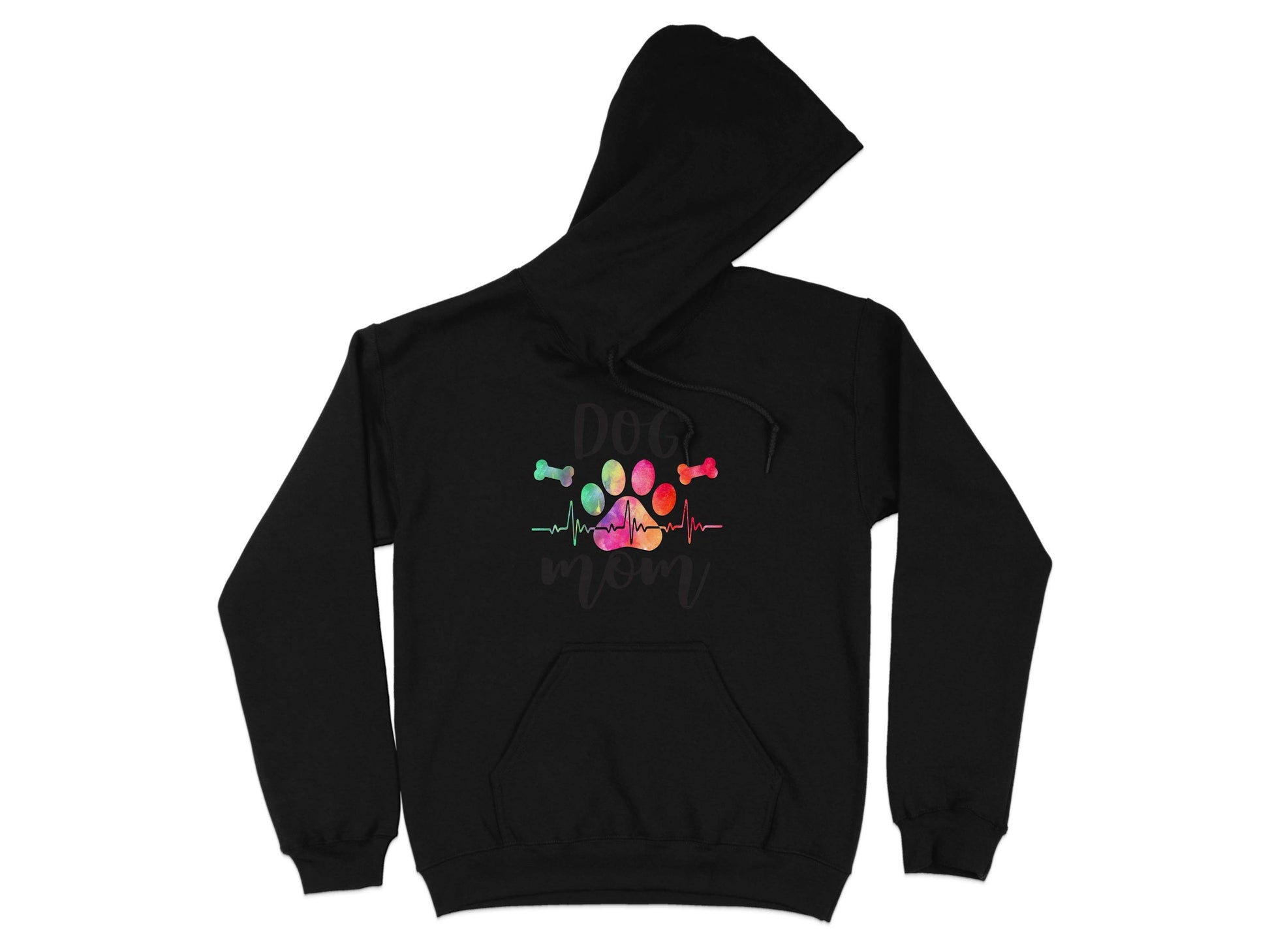 Dog Mom with Paw Print and Heartbeat Graphic Design Hoodie - Design & Vybe