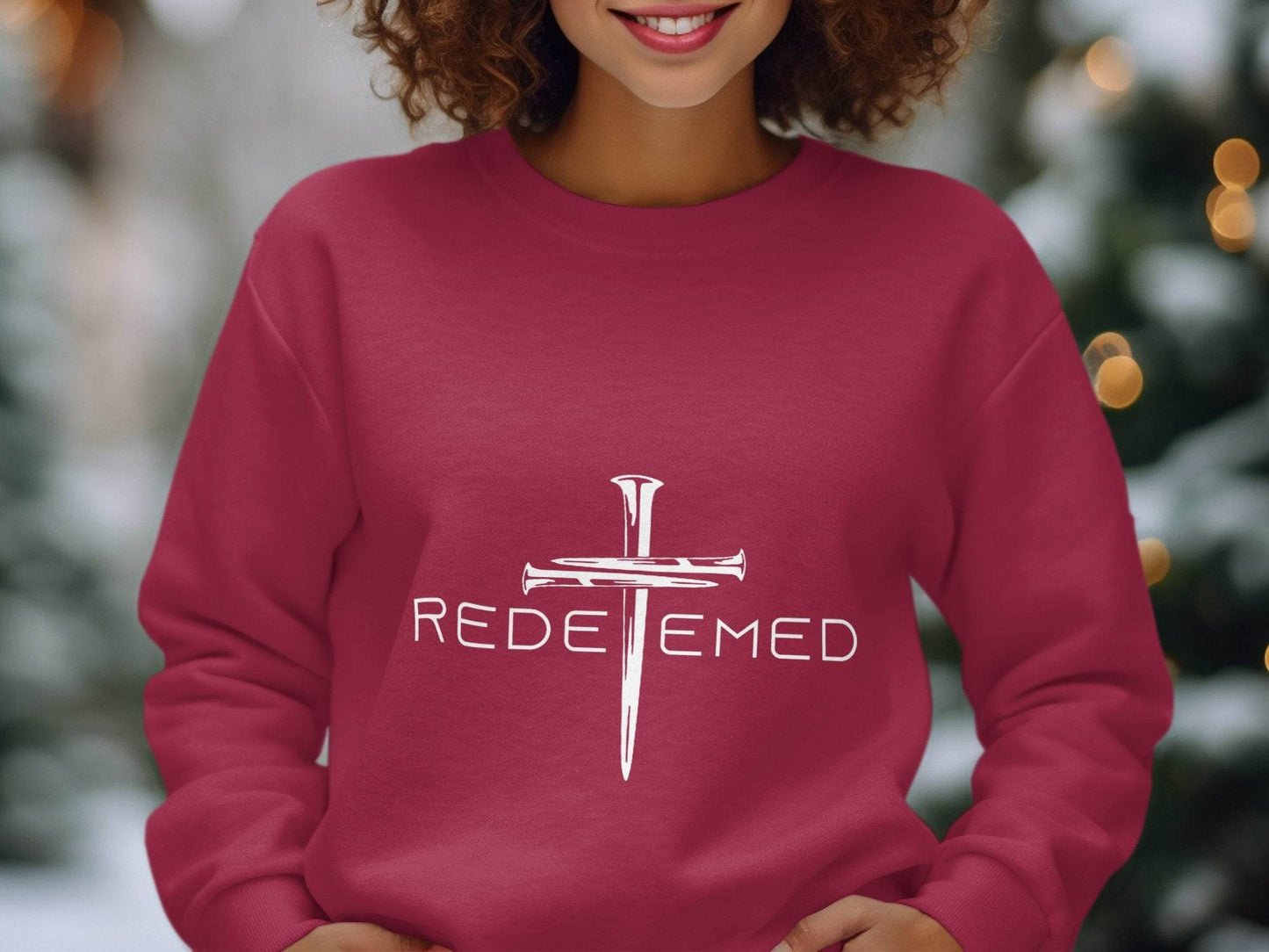 Redeemed Nails Cross Design Christian Faith Graphic Sweater - Design & Vybe