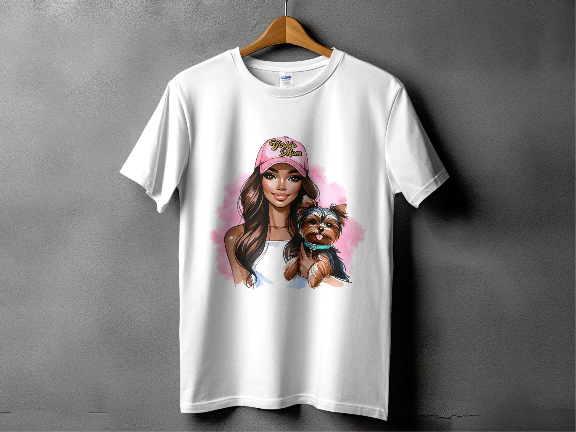 Yorkie Mom Hat with Adorable Dog Illustration T-Shirt - Design & Vybe