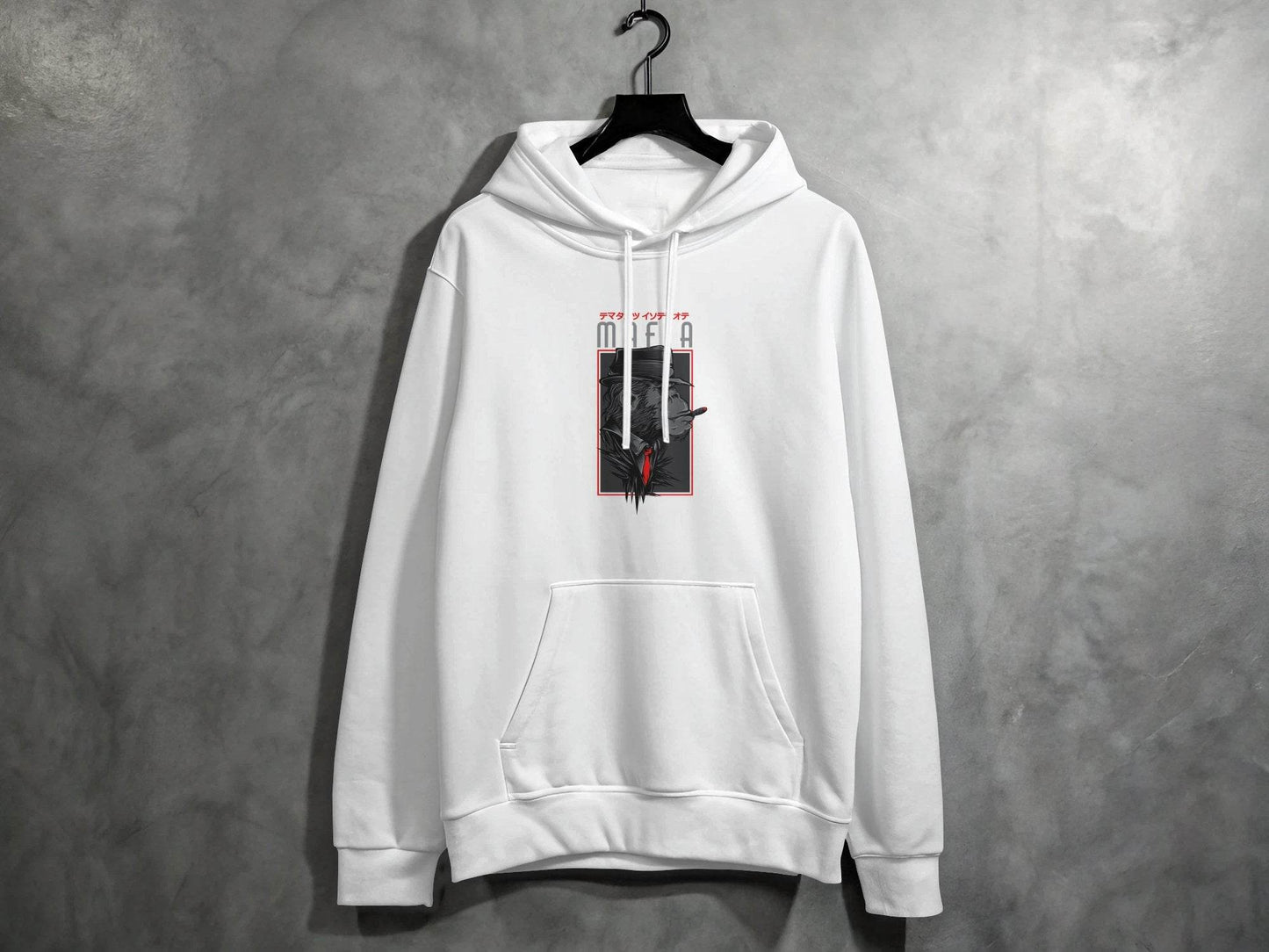Gorilla Mafia with a Hat and Red Tie Graphic Hoodie - Design & Vybe