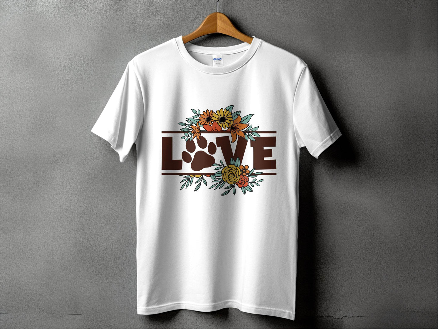 Floral Love Paw Print Design Graphic Flower Design T-Shirt - Design & Vybe