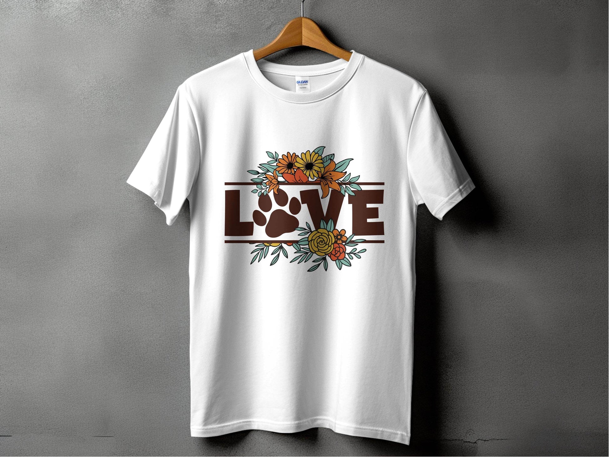 Floral Love Paw Print Design Graphic Flower Design T-Shirt - Design & Vybe