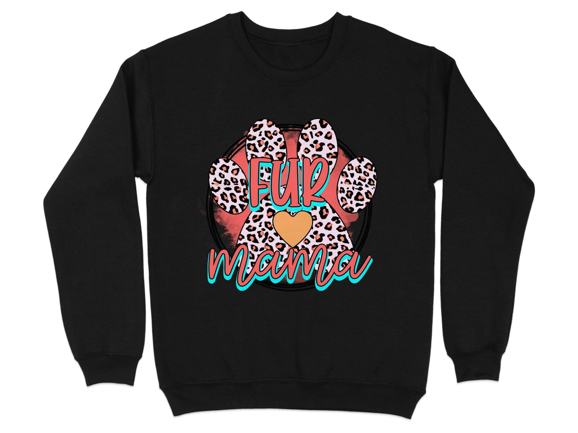 Fur Mama With Leopard Pattern Paw Print Graphic Sweater - Design & Vybe