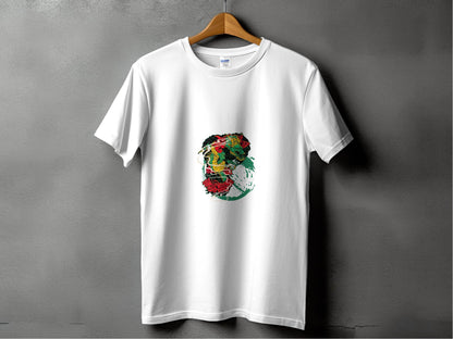 Dragon Tattoo Design with Flower Illustration Graphic T-Shirt - Design & Vybe