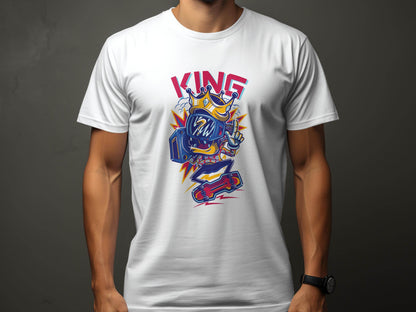 King Skater With Question Mark Head Retro Design T-Shirt - Design & Vybe