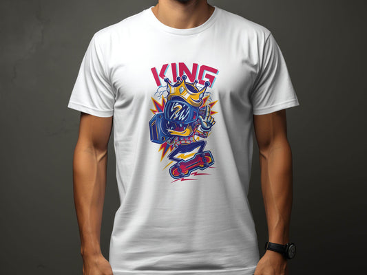 King Skater With Question Mark Head Retro Design T-Shirt - Design & Vybe