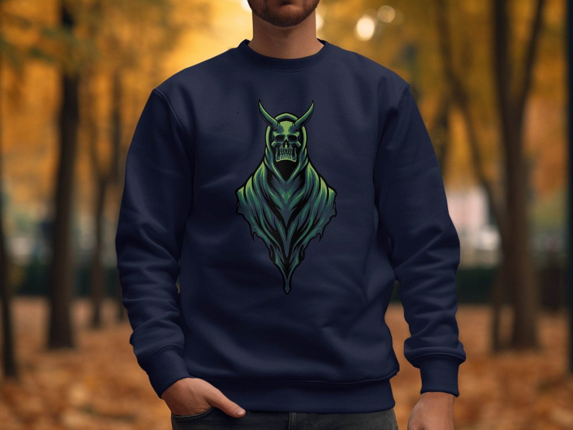 Gothic Hooded Skull Artwork Graphic Sweater - Design & Vybe