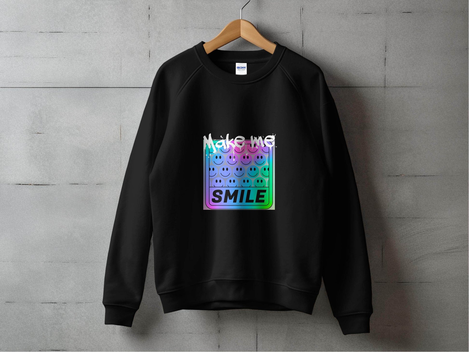 Make Me Smile Rainbow Gradient Design Graphic Sweater - Design & Vybe