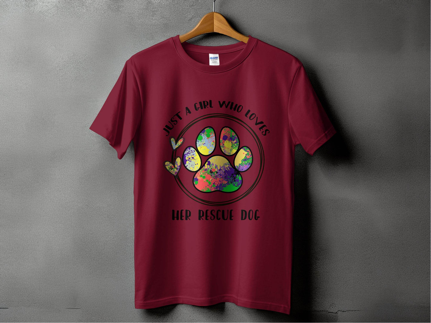 Just a Girl Who Loves Her Rescue Dog Paw Print T-shirt - Design & Vybe