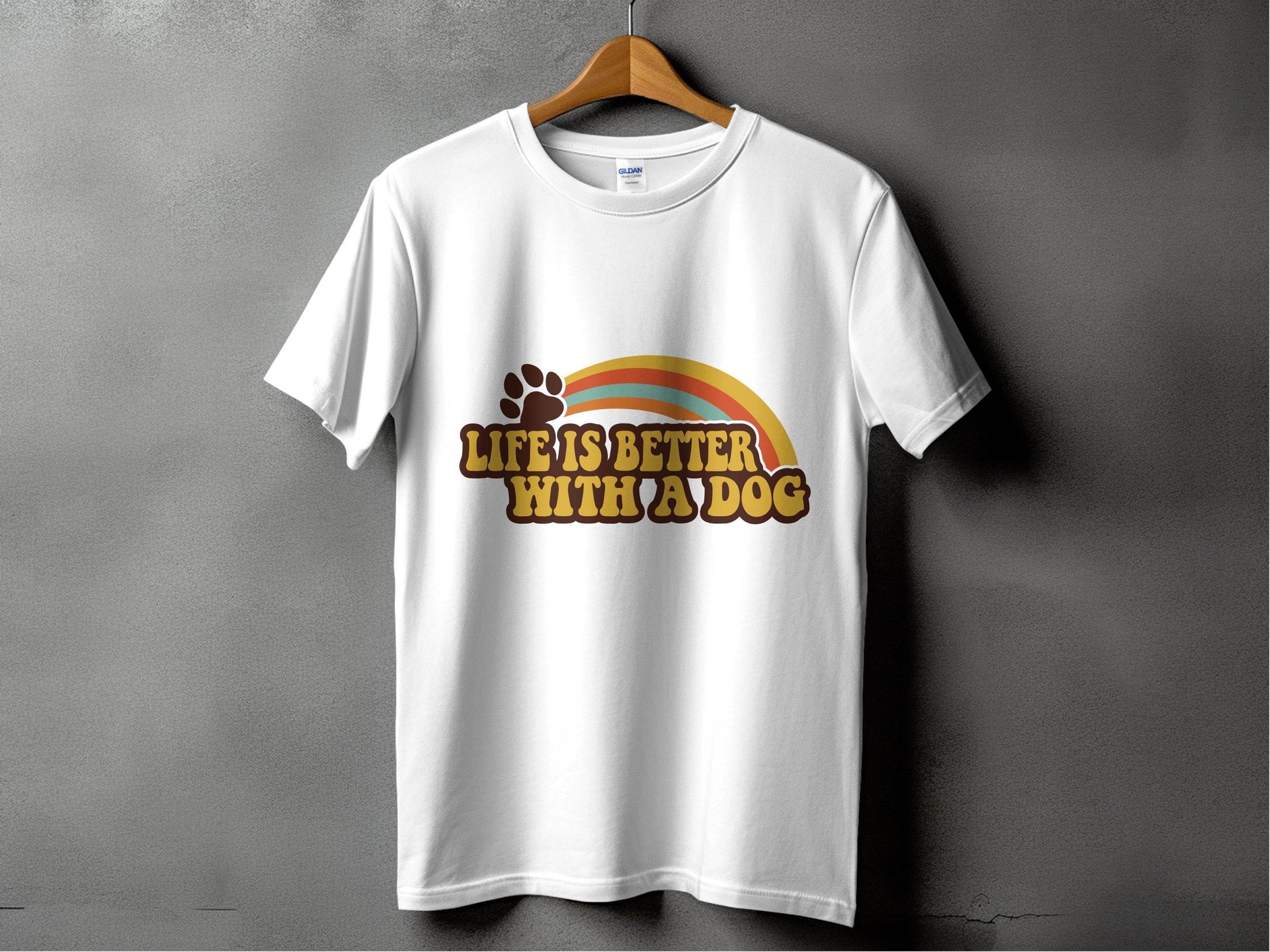 Life is Better With a Dog Colorful Text Rainbow T-Shirt - Design & Vybe