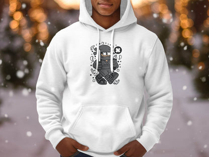 Ninja Cartoon Character with Nunchucks Graphic Hoodie - Design & Vybe