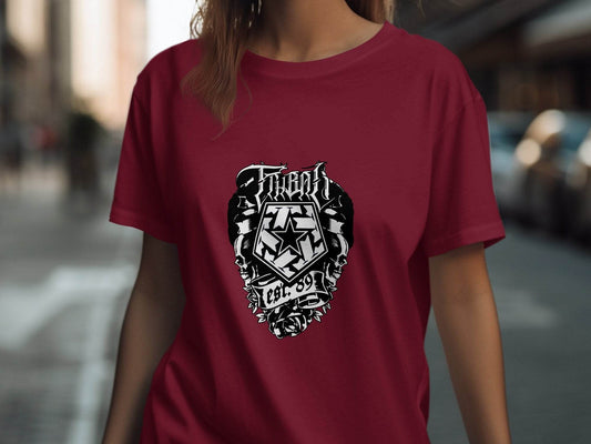 Threat Skull Graphic Established 89 Inspired Design T-Shirt - Design & Vybe