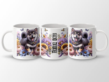 Cute Shiba Inu Dog with Flowers Design Mug product