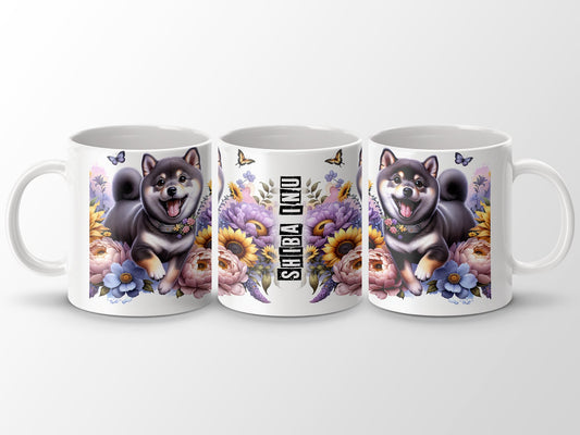 Cute Shiba Inu Dog with Flowers Design Mug product