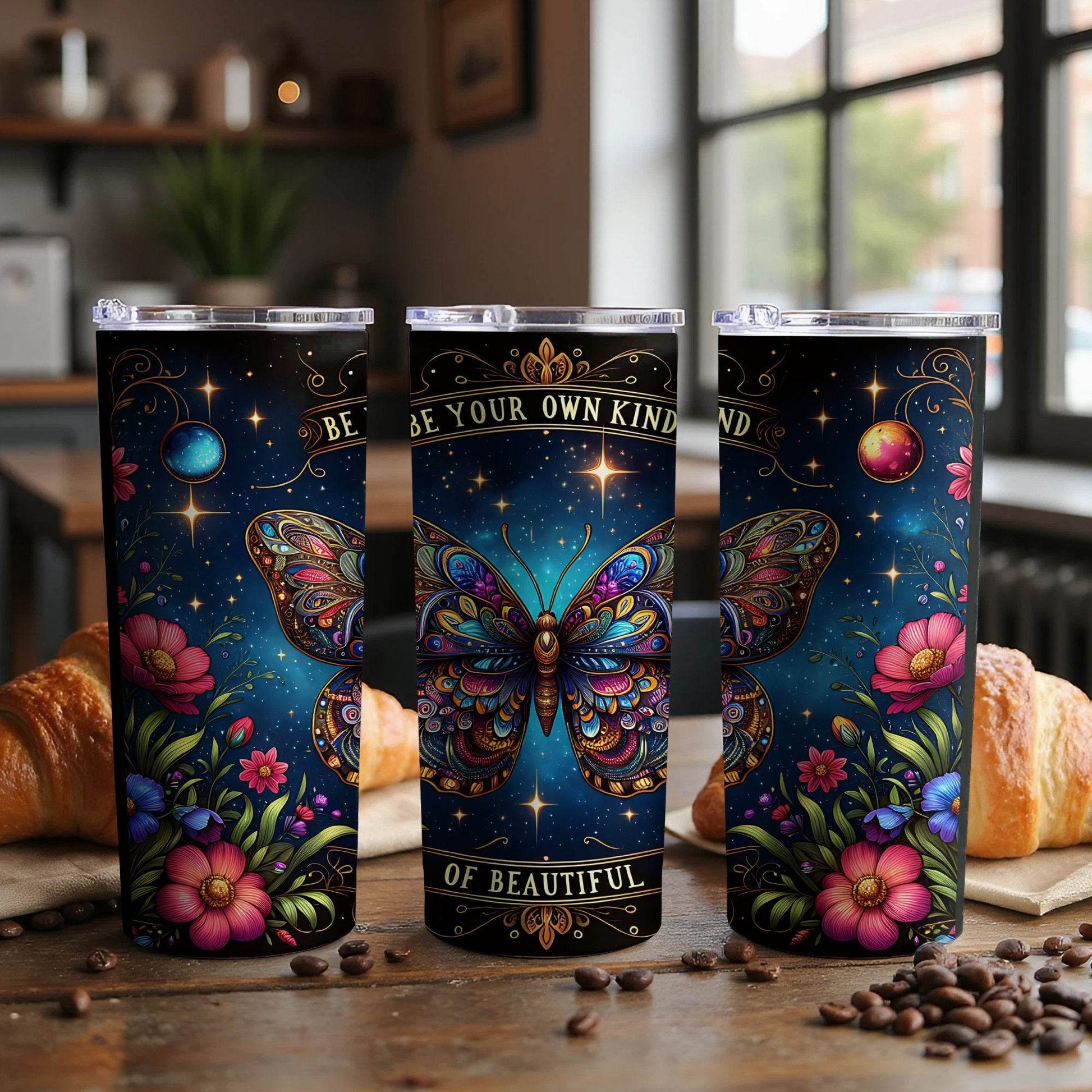 Be Your Own Kind Of Beautiful Butterfly Floral Design Tumbler - Design & Vybe