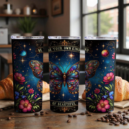 Be Your Own Kind Of Beautiful Butterfly Floral Design Tumbler - Design & Vybe