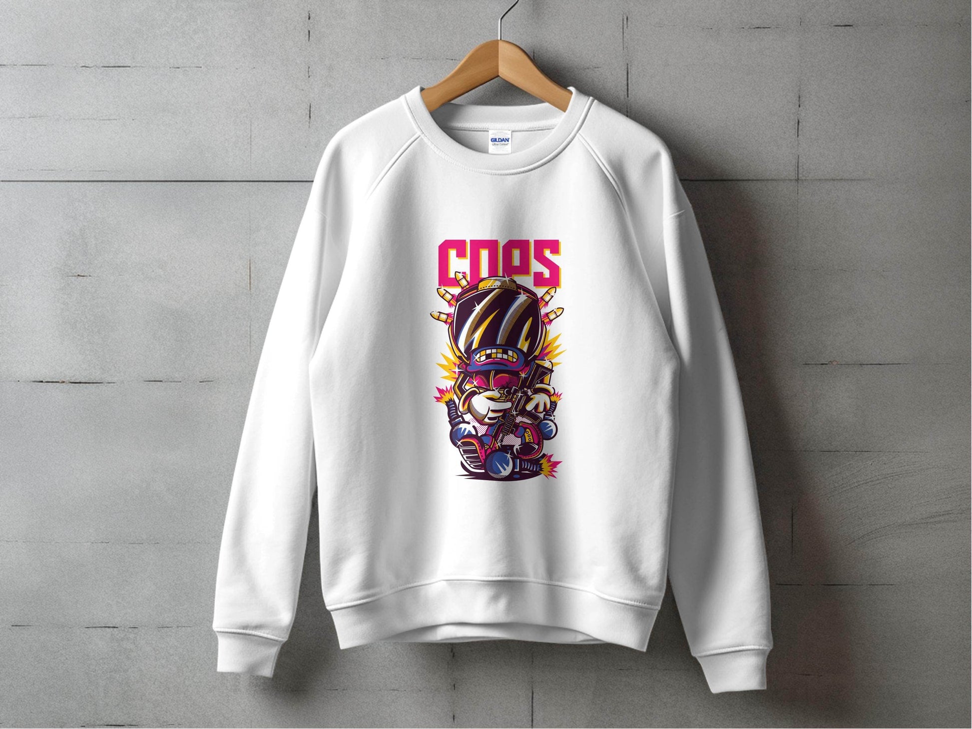 COPS Cartoon Character With Gun For Enthusiasts Hoodie - Design & Vybe