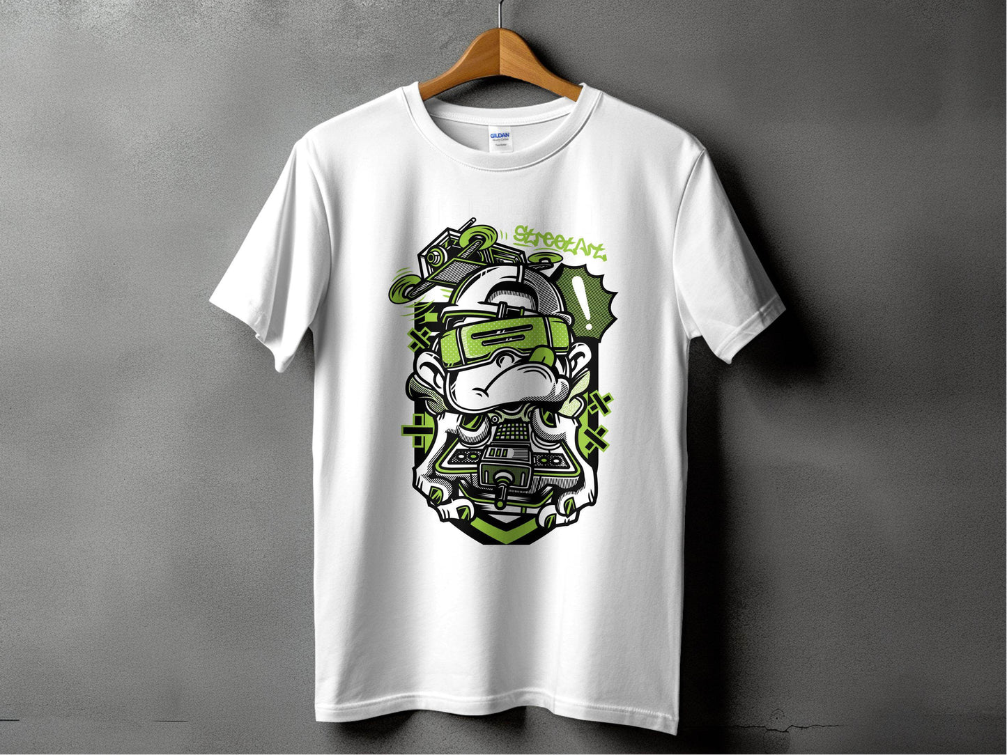 Street Art Monkey with Console Graphics Cool T-Shirt - Design & Vybe