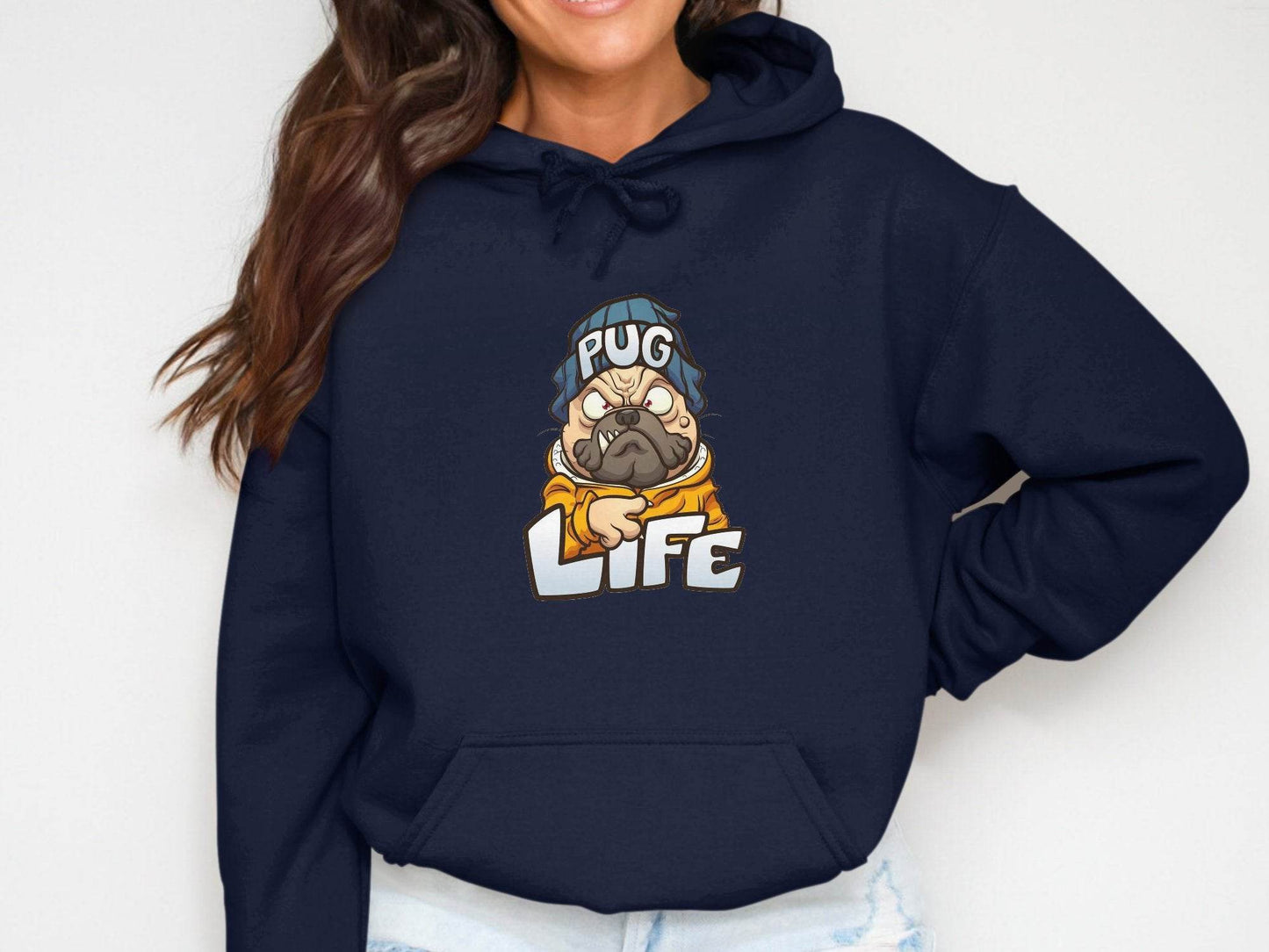 Cartoon Pug With Attitude Pug Life Design Style Hoodie - Design & Vybe
