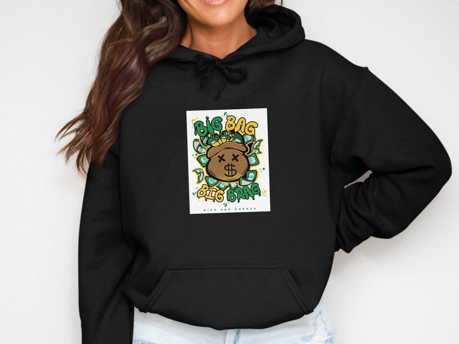 Big Bag and Big Brag Rich and Rugged Design Hoodie - Design & Vybe