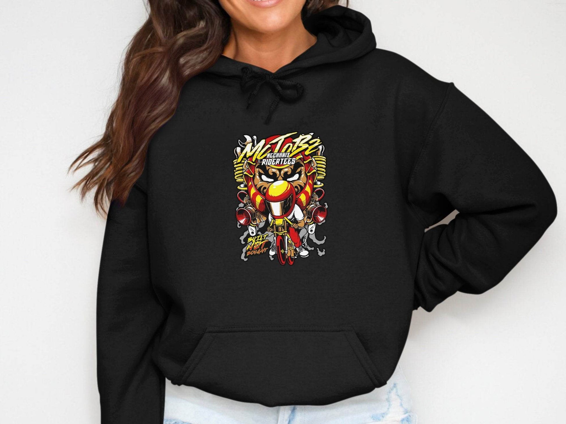 Motorbz Mechanix Ridertees Built Not Bought Graphic Hoodie - Design & Vybe