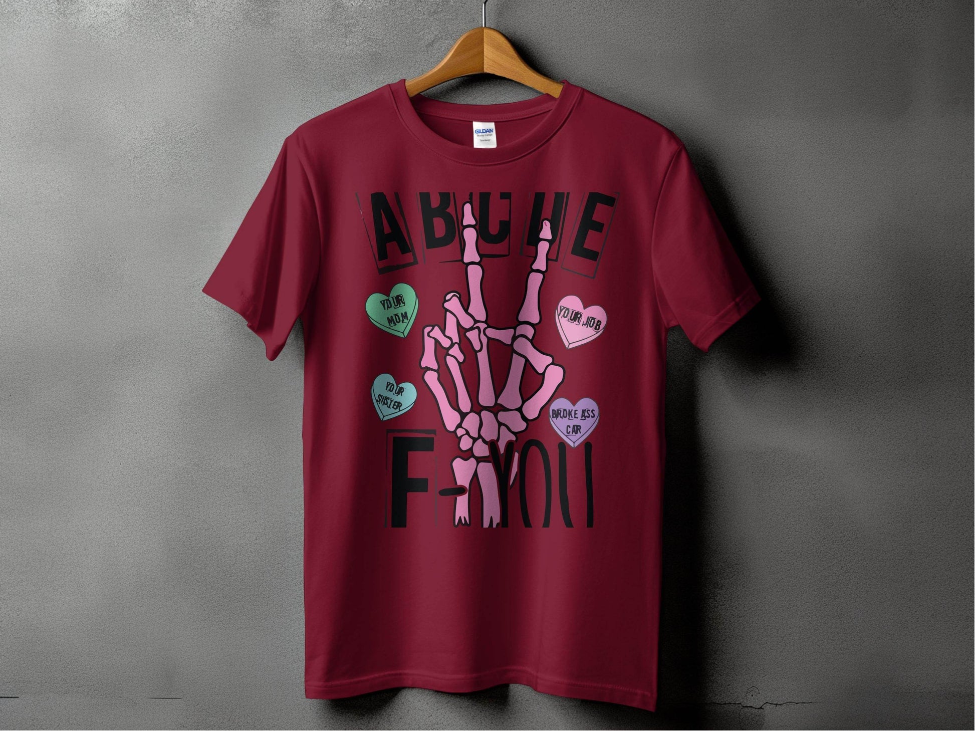 Vintage love themed skeleton hand graphic tee product