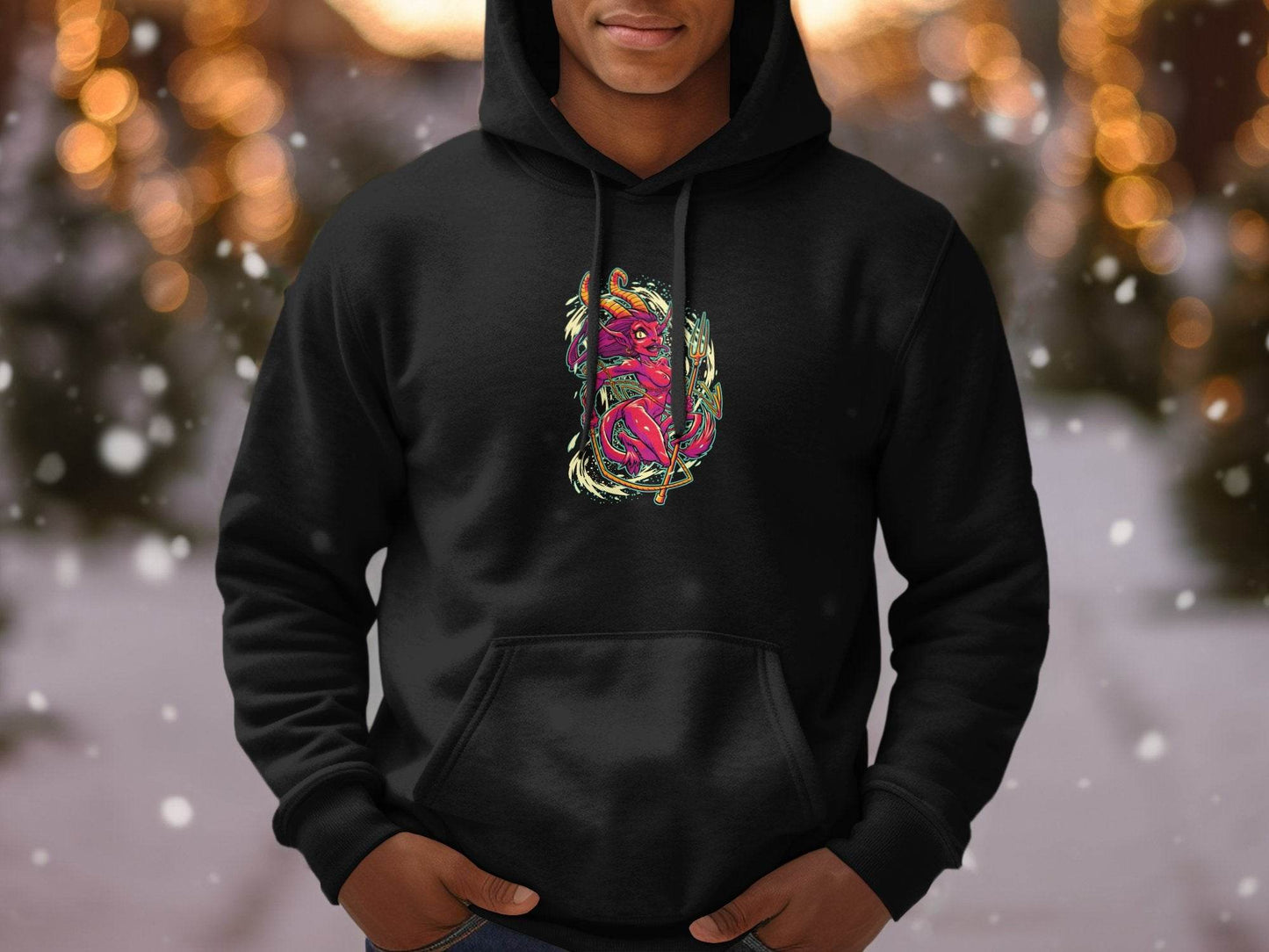 Fiery Temptress Devil Girl Art With A Pitchfork Hoodie - Design & Vybe