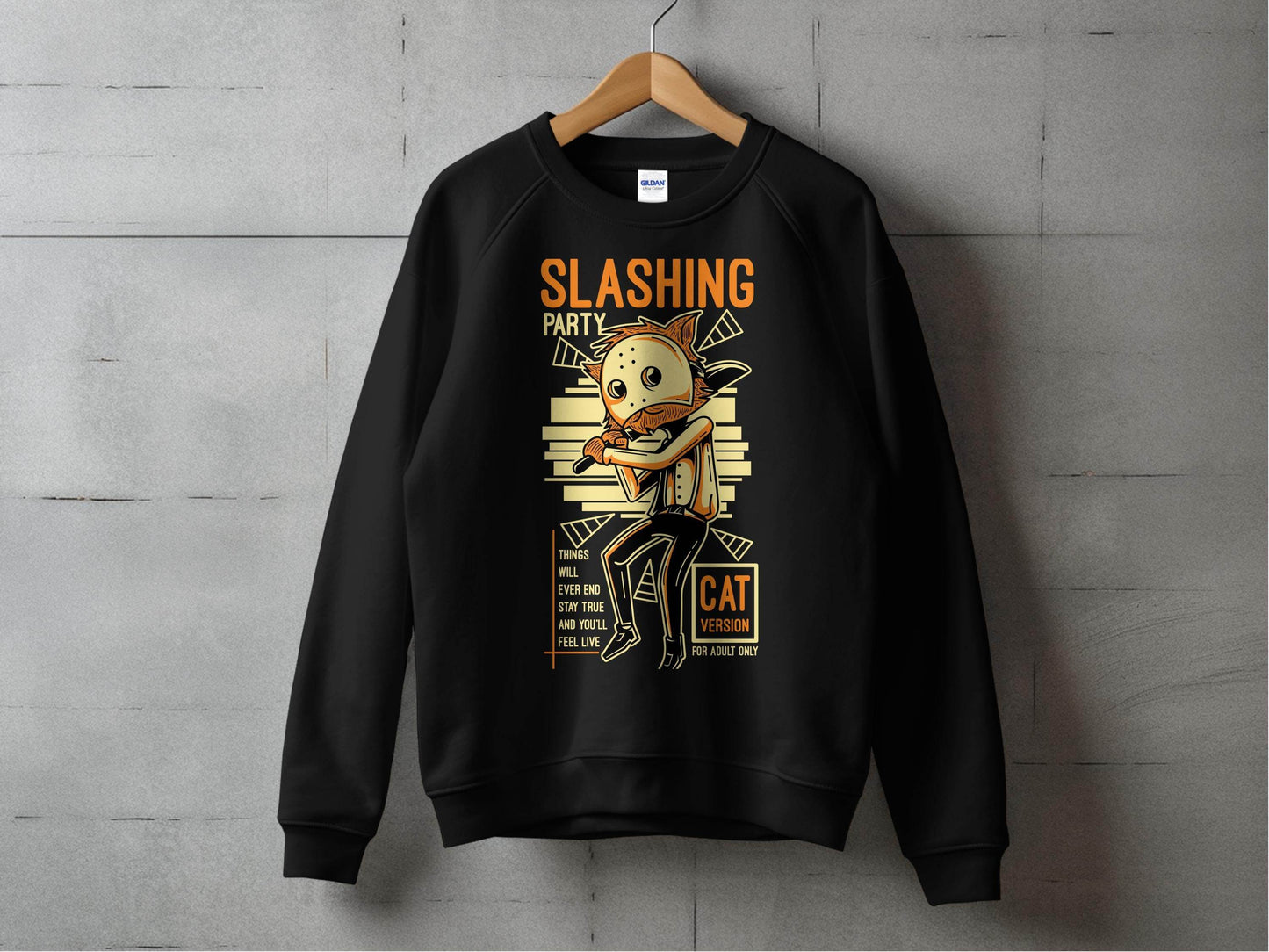 Slashing Party Cat Version for Adult Only Graphic Sweater - Design & Vybe
