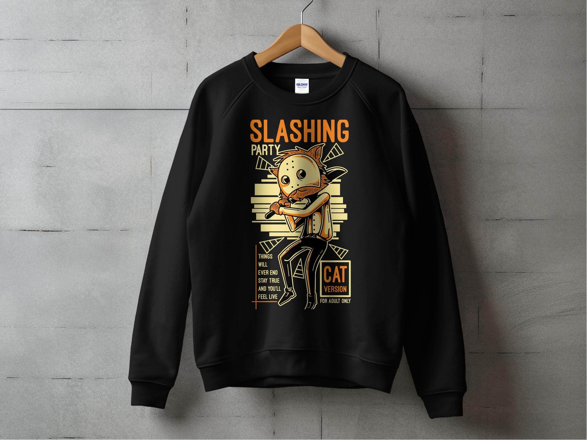 Slashing Party Cat Version for Adult Only Graphic Sweater - Design & Vybe