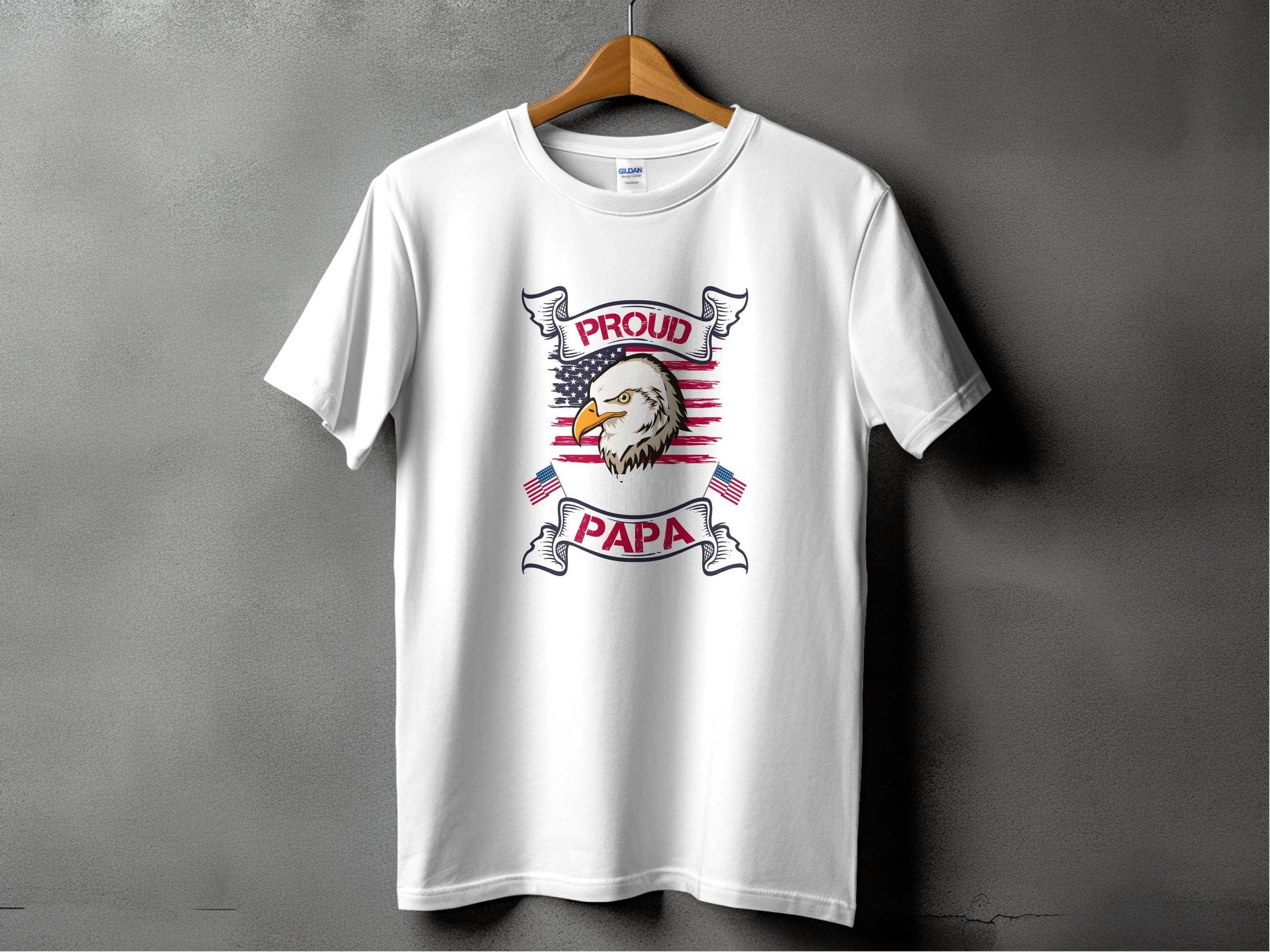 Proud American Papa USA Flag Bald Eagle T-Shirt - Design & Vybe