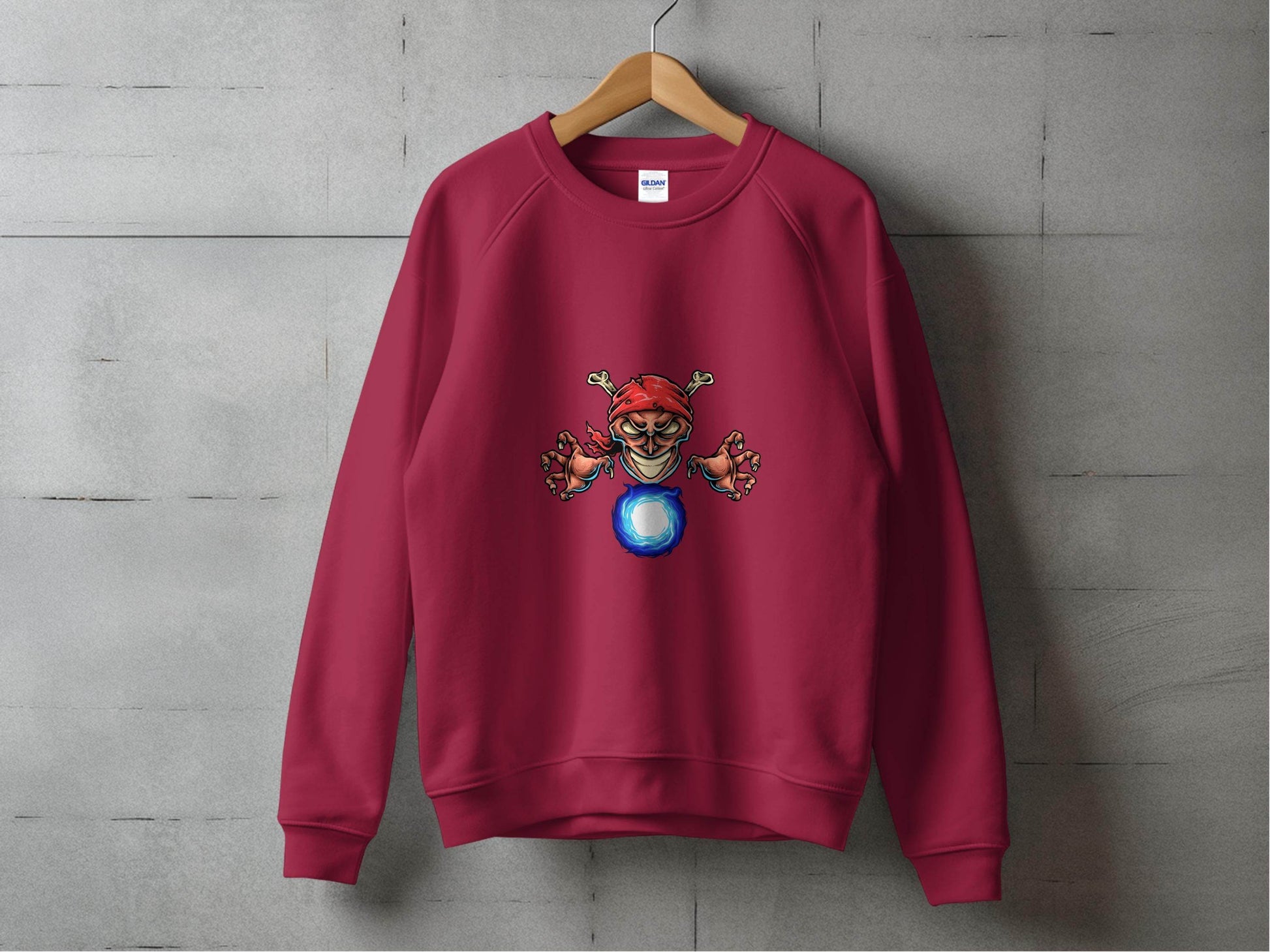 Pirate Skull With Claws And Fire Graphic Art Sweater - Design & Vybe