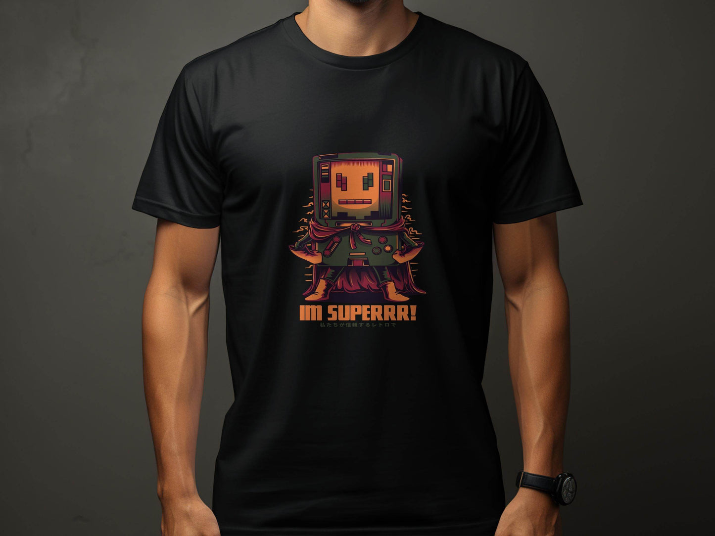 Retro Game Robot I'm Superrr Design Awesome T-Shirt - Design & Vybe