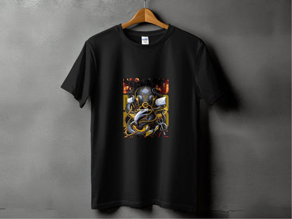 Degraded Design with Shark Anchor Octopus Artwork T-Shirt - Design & Vybe