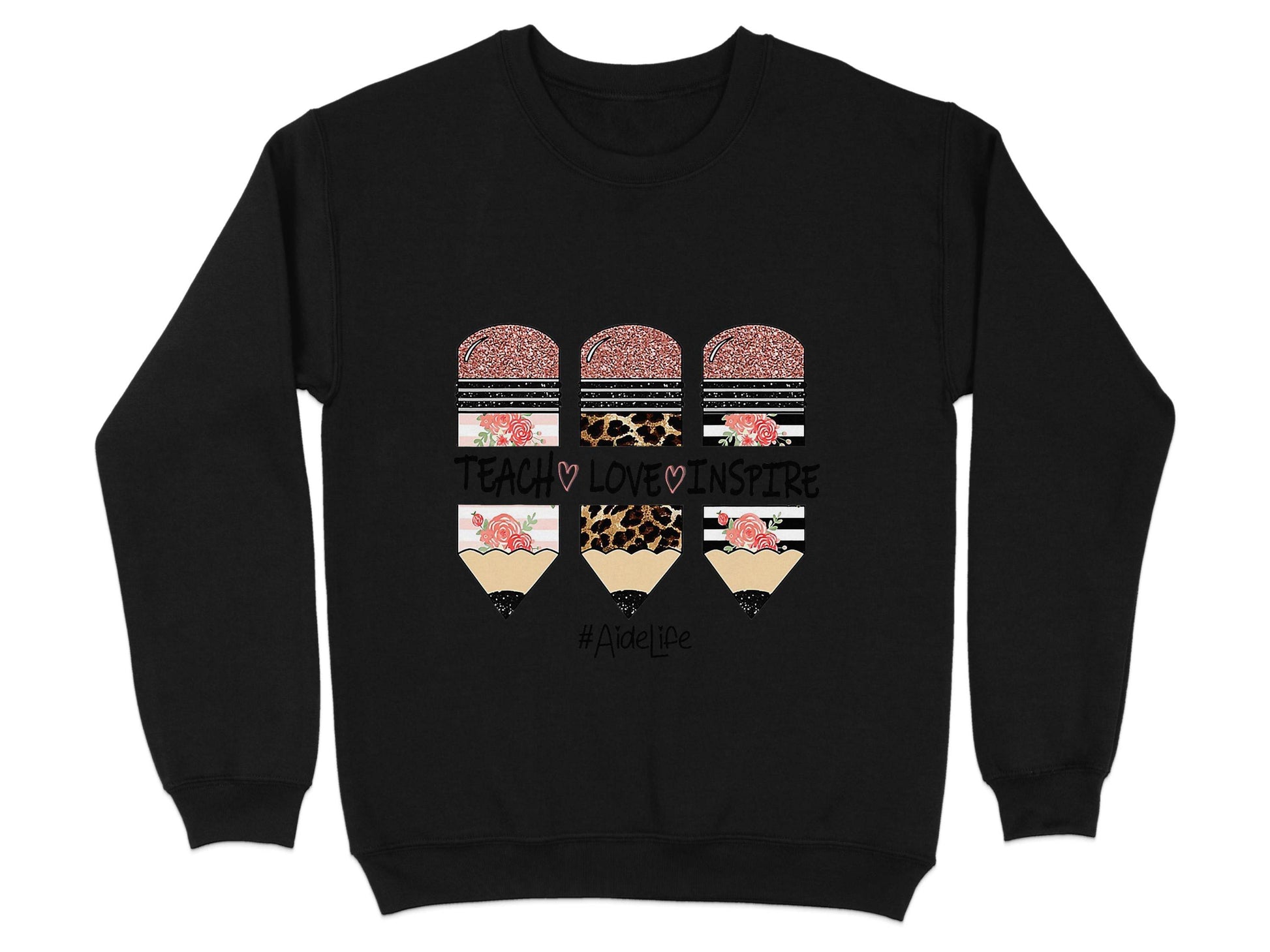 Teach Love Inspire Pencils for Teachers AideLife Sweater - Design & Vybe
