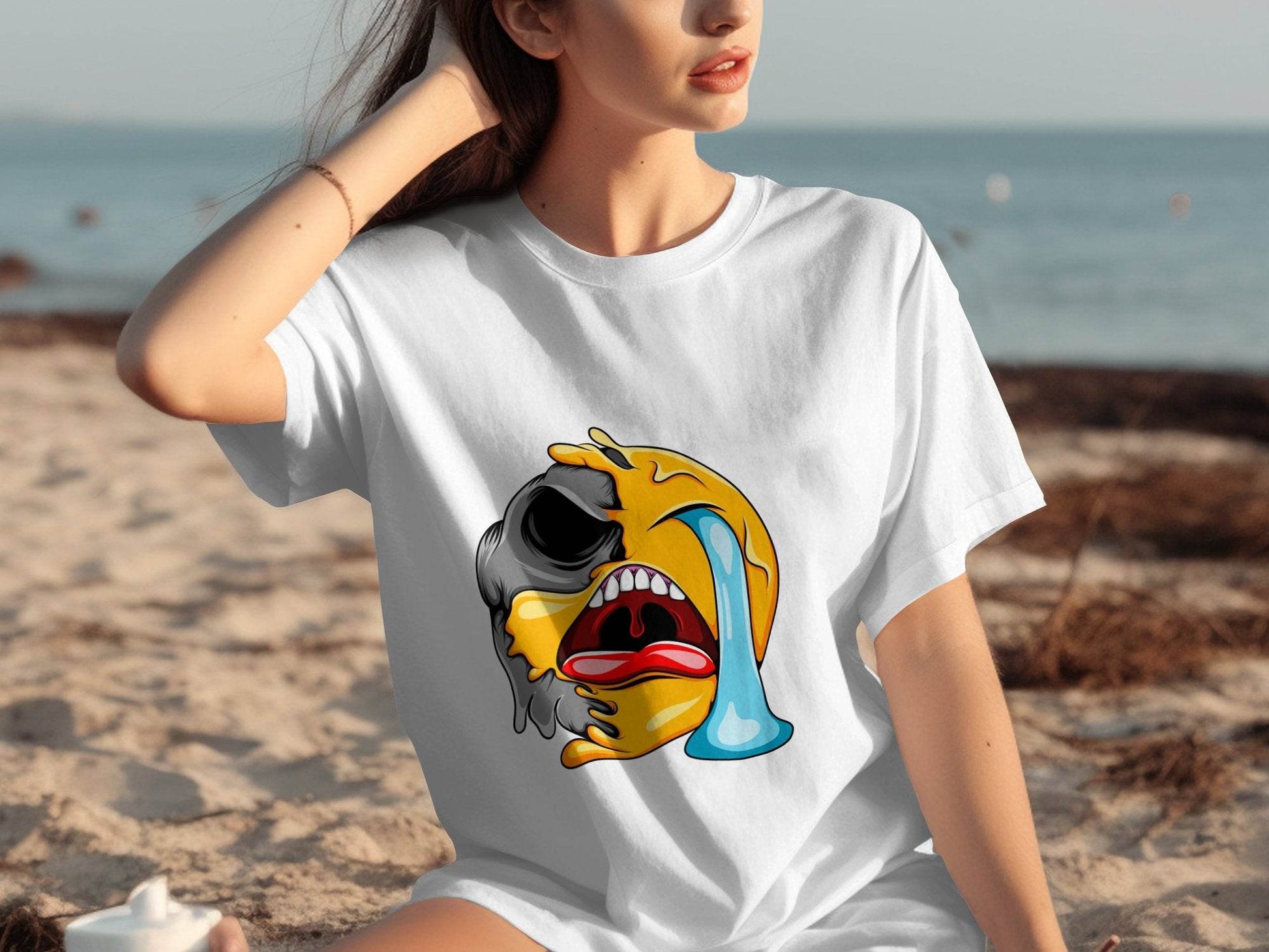 Melting Emoji Face Smiley Design Graphic T-Shirt - Design & Vybe