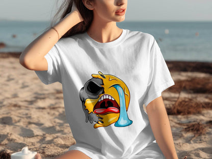 Melting Emoji Face Smiley Design Graphic T-Shirt - Design & Vybe