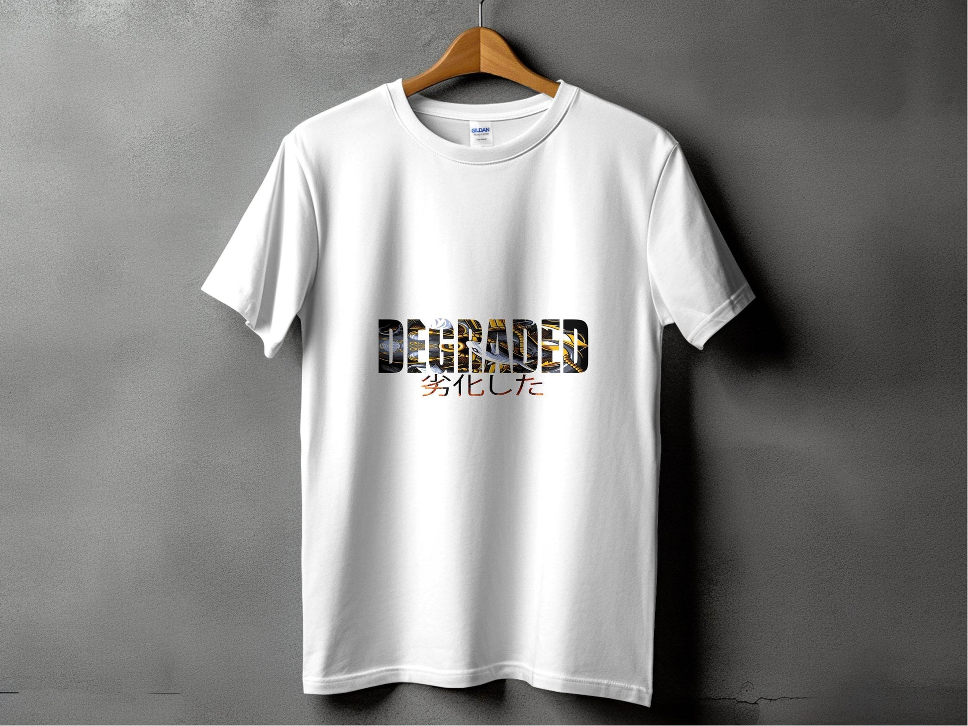 Degraded Graphic With Japanese Text Design T-Shirt - Design & Vybe