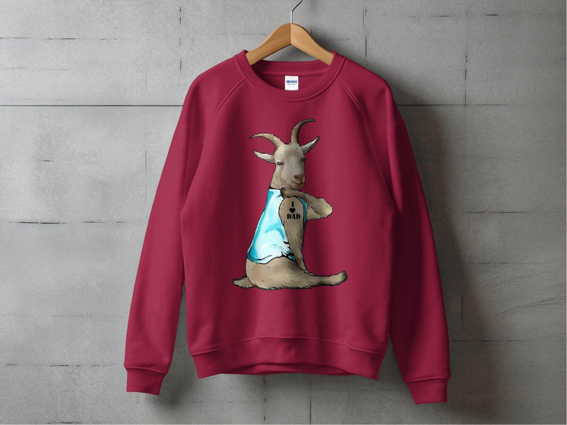 I Love Dad Print Quirky Goat Design Sweater - Design & Vybe