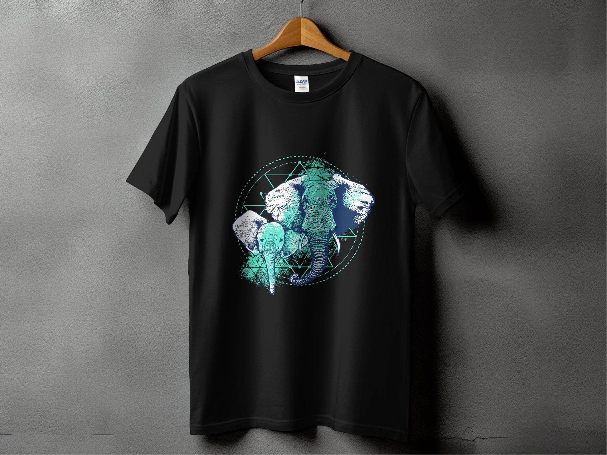 Stunning Elephant Graphic Blue Nature Design T-Shirt - Design & Vybe