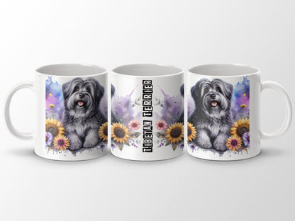 Tibetan Terrier Dog White Mug Colorful Flowers product