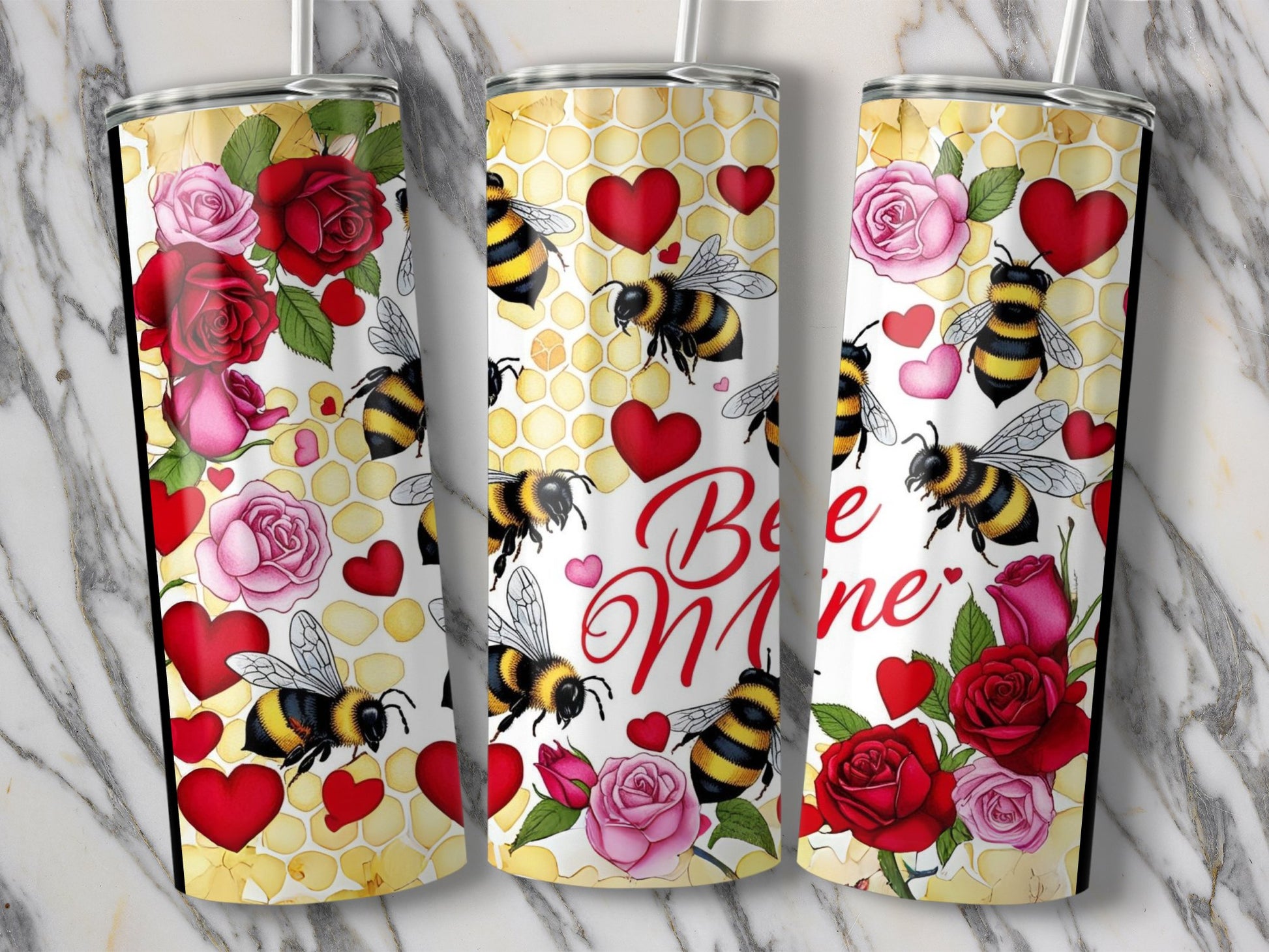 Be Mine Roses and Bees Valentine's Day Tumbler product