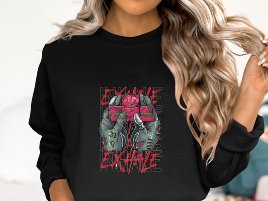 Exhale Graphic Sweatshirt Unique Cool Design Product