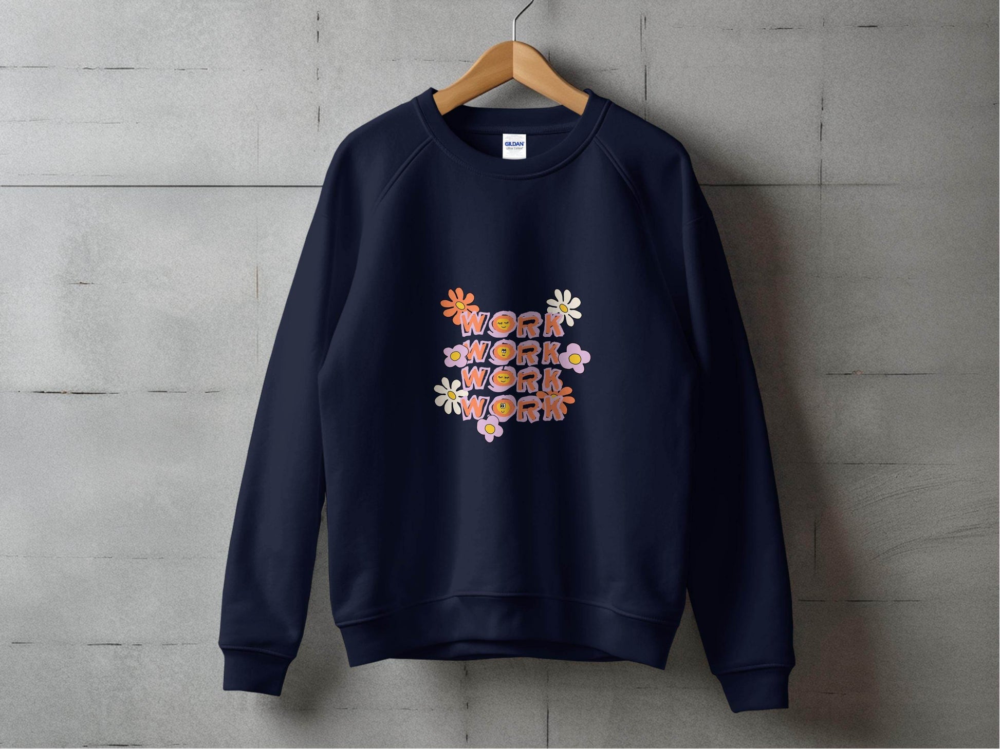 Work With Smiling Sun Flowers Graphic Trendy Design Sweater - Design & Vybe